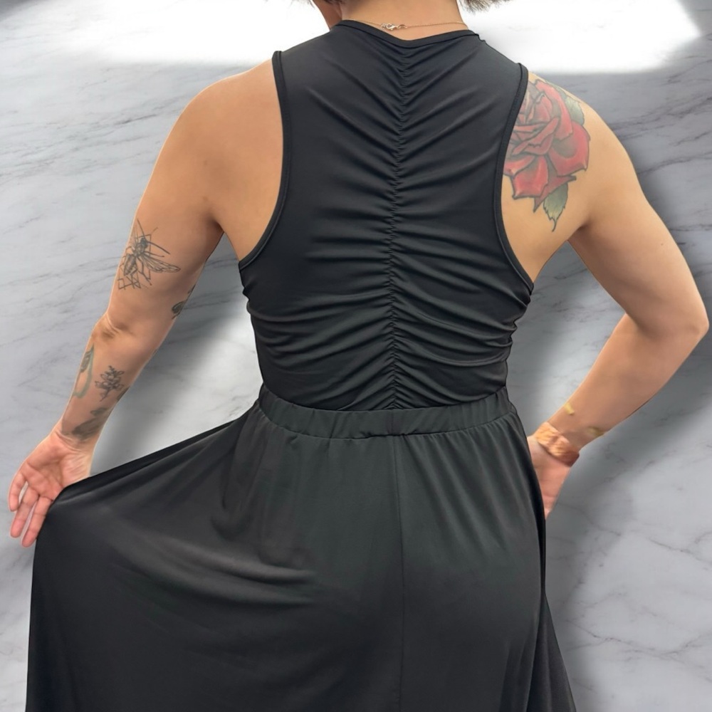 Elegant Black Wrap Slip Dress Side Slits cutout dress Size Medium - Picture 7 of 8